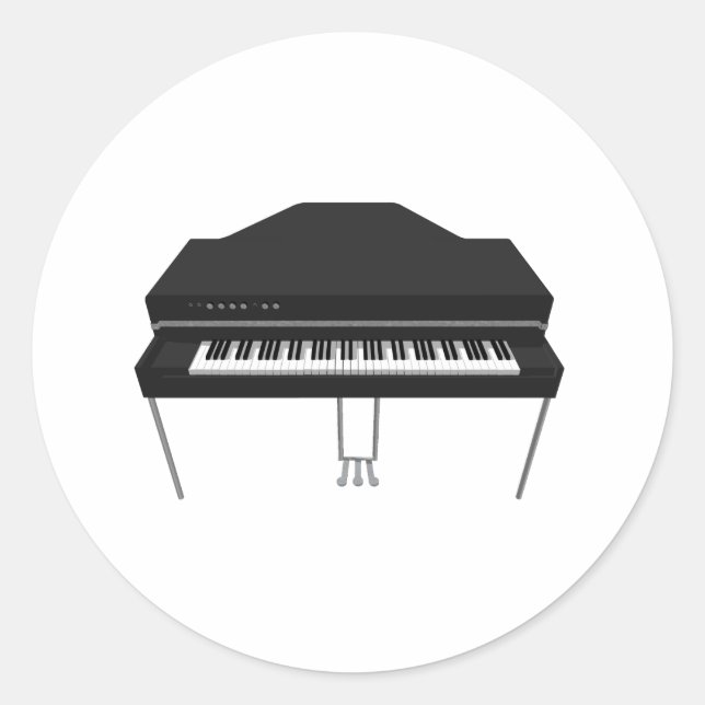 Electric Grand Piano: 3D Model: Classic Round Sticker (Front)