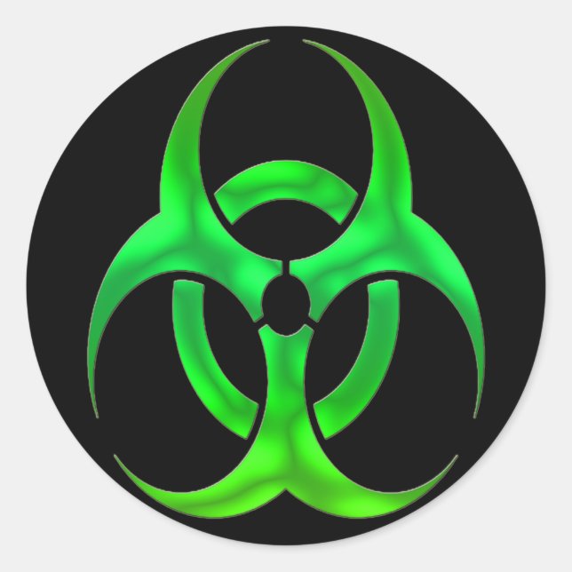 Electric Green Bio Hazard Classic Round Sticker (Front)