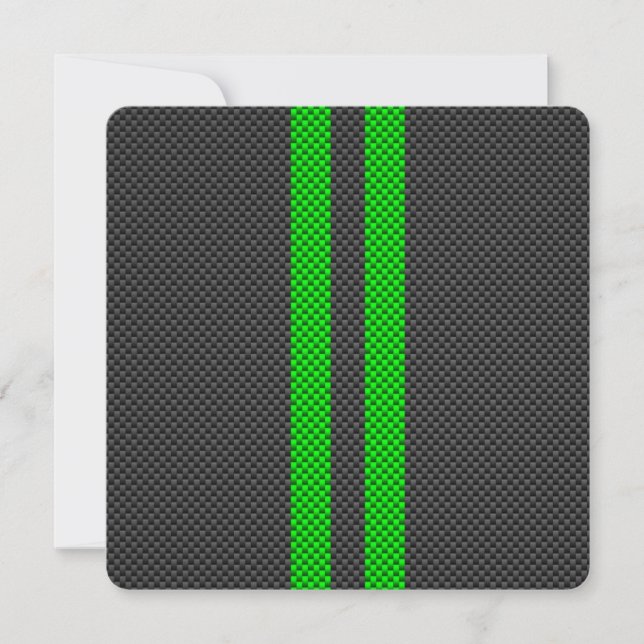 Electric Green Carbon Fibre Style Racing Stripes (Front)
