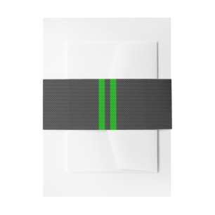 Electric Green Carbon Fibre Style Racing Stripes Invitation Belly Band