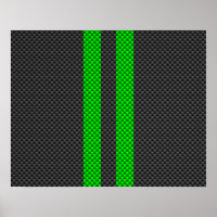 Electric Green Carbon Fibre Style Racing Stripes