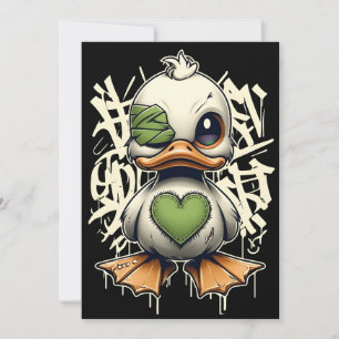 Electric Green Graffiti Duck Invitation