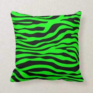 Electric Green Zebra Stripes Animal Print Cushion