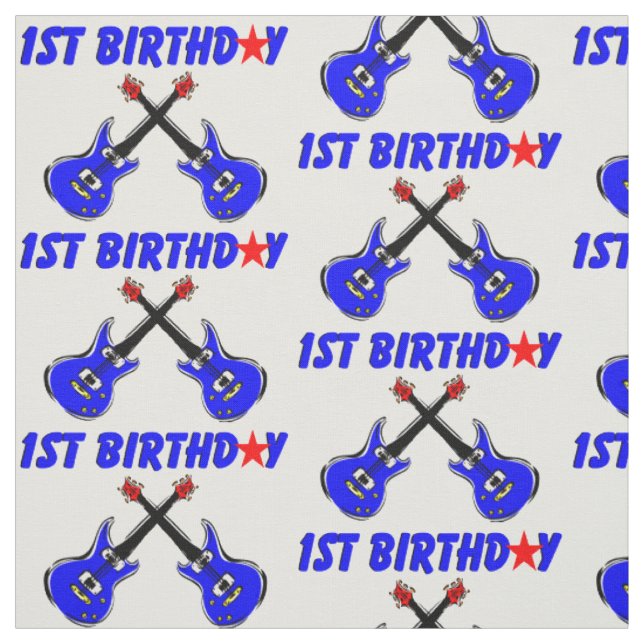 ELECTRIC GUITAR 1ST BIRTHDAY FABRIC (Swatch)