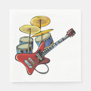 Electric Guitar And Drums Napkin