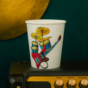 Electric Guitar And Drums Paper Cups