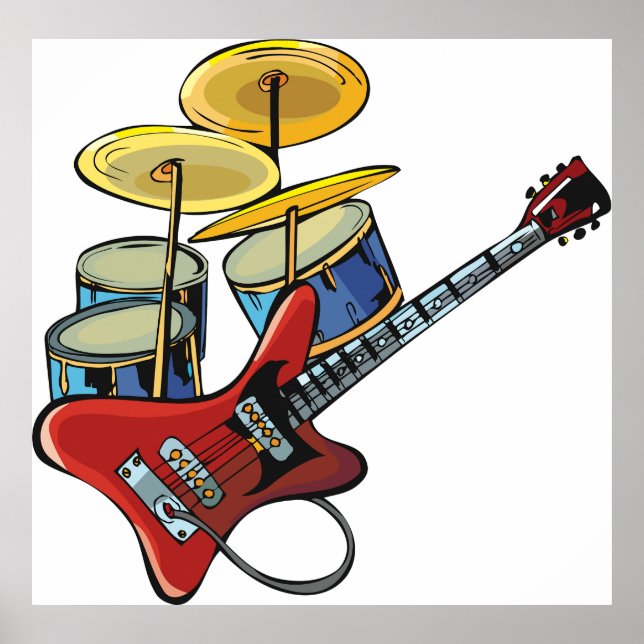 Electric Guitar And Drums Poster (Front)