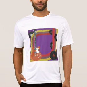 Electric Guitar and Vinyl Records Vintage Music T-Shirt