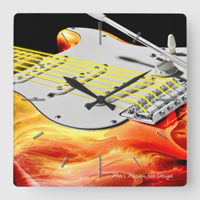 Electric Guitar Art 2 Wall Clocks Options (Front)