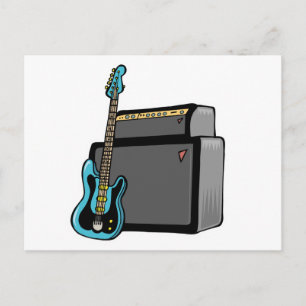 electric guitar bass and amp postcard