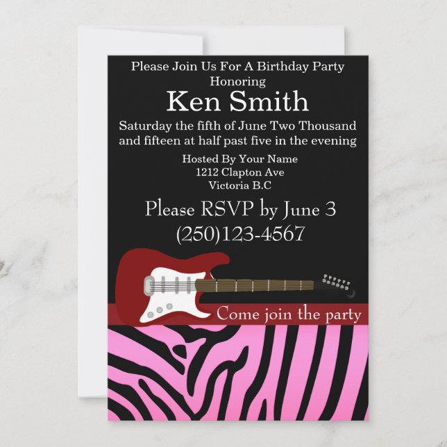 Electric Guitar Birthday Invitation #18 (Front)