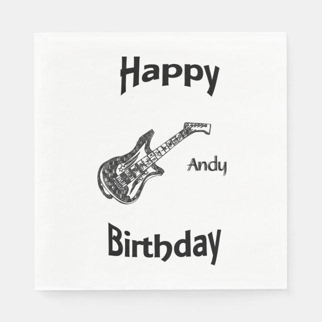 Electric Guitar Birthday Napkin (Front)