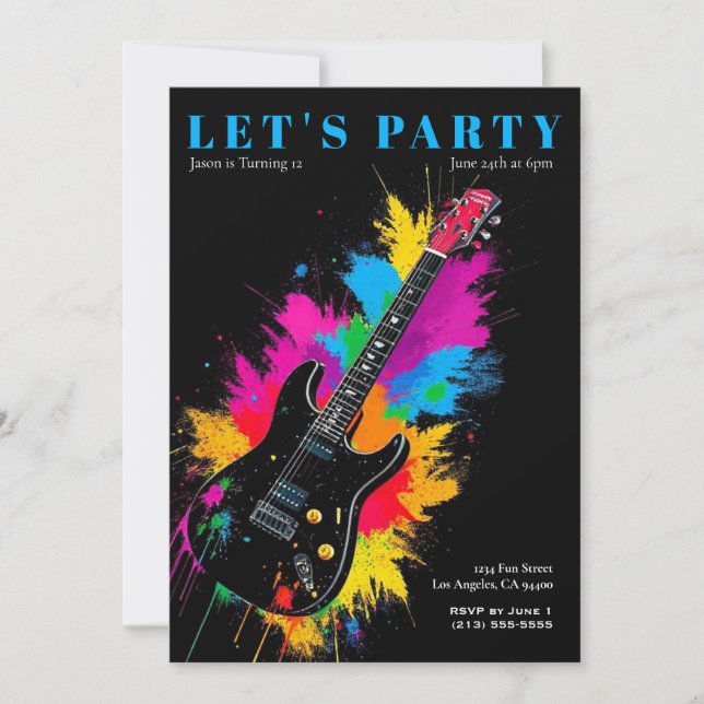 Electric Guitar Birthday Party Invitation (Front)