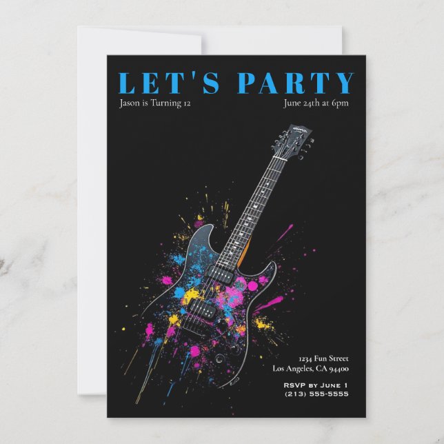 Electric Guitar Birthday Party Invitation (Front)