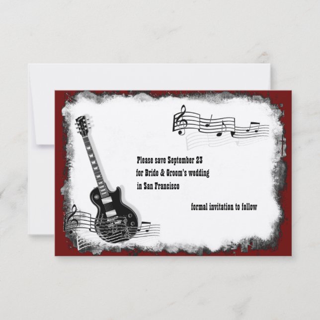 Electric Guitar Black Red Music Save the Date (Front)