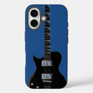 Electric Guitar Blue Black Pop Art iPhone 16 Case