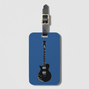 Electric Guitar Blue Black Pop Art Luggage Tag