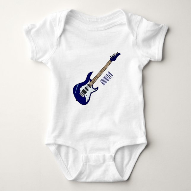 Electric guitar cartoon illustration baby bodysuit (Front)