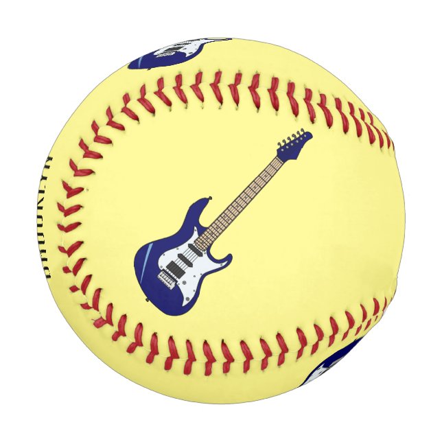 Electric guitar cartoon illustration baseball (Front Left)