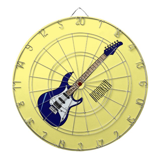 Electric guitar cartoon illustration dartboard (Front)