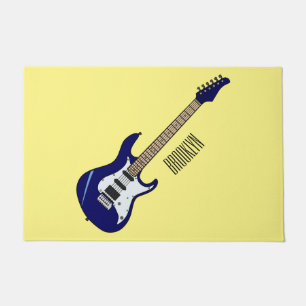Electric guitar cartoon illustration doormat