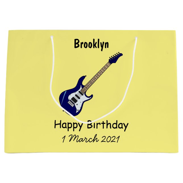 Electric guitar cartoon illustration large gift bag (Front)