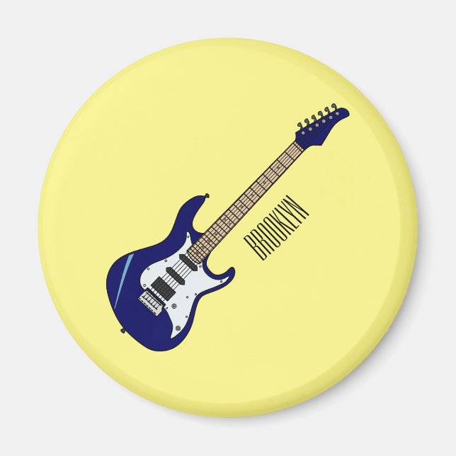 Electric guitar cartoon illustration magnet (Front)
