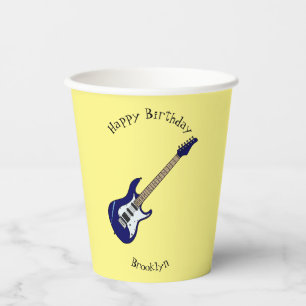 Electric guitar cartoon illustration paper cups
