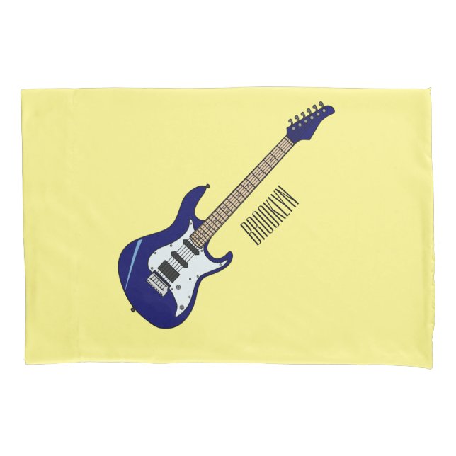 Electric guitar cartoon illustration pillowcase (Front)