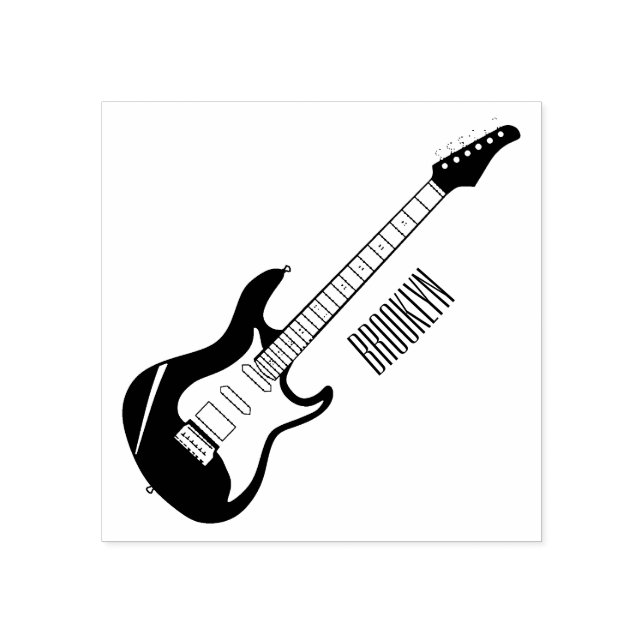 Electric guitar cartoon illustration rubber stamp (Imprint)