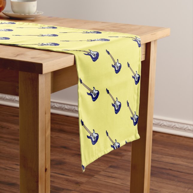 Electric guitar cartoon illustration short table runner (In Situ)