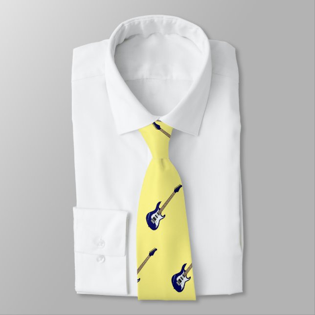 Electric guitar cartoon illustration tie (Tied)