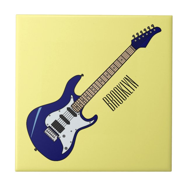 Electric guitar cartoon illustration tile (Front)