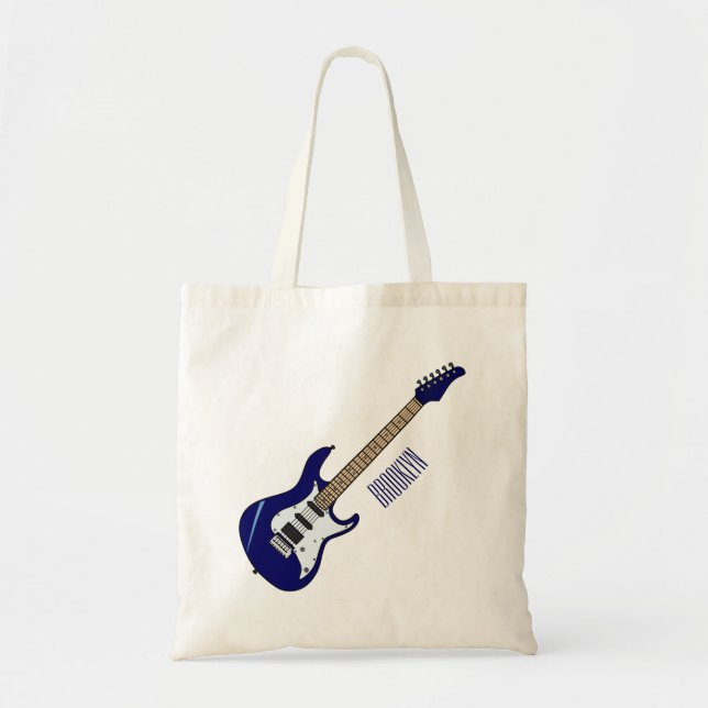 Electric guitar cartoon illustration tote bag (Front)