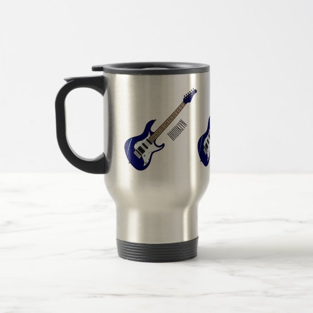 Electric guitar cartoon illustration travel mug (Left)
