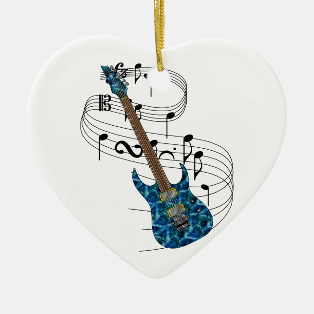 Electric Guitar Ceramic Tree Decoration (Front)