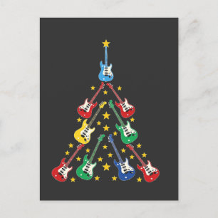 Electric Guitar Christmas Tree Music Lovers Announcement Postcard