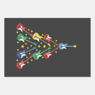 Electric Guitar Christmas Tree Music Lovers   Wrapping Paper Sheet