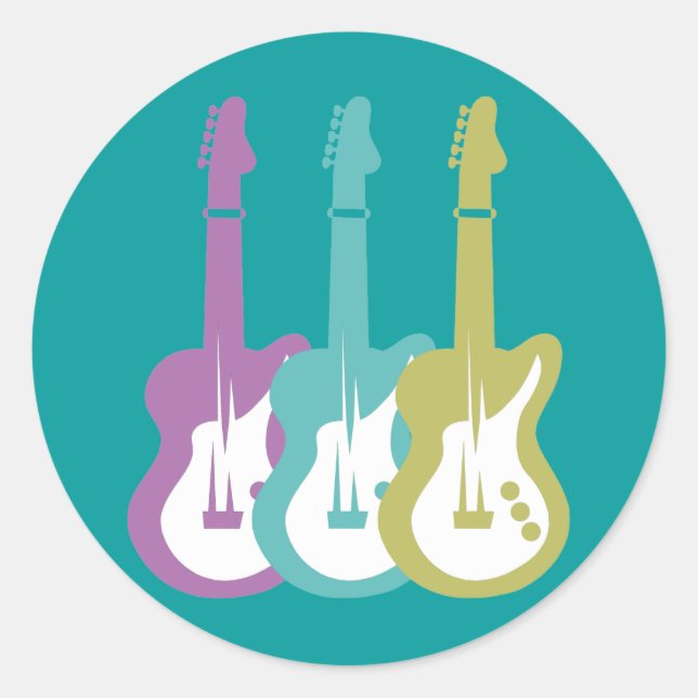 electric guitar classic round sticker (Front)