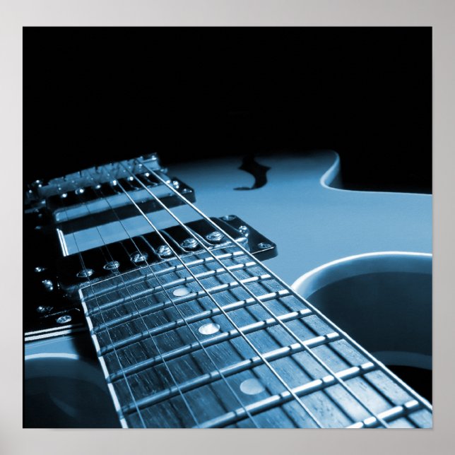 Electric Guitar Close Up - Blue Poster (Front)