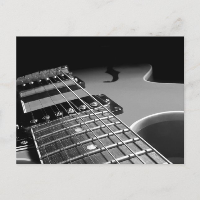 Electric Guitar Close Up - Grey B&W Postcard (Front)