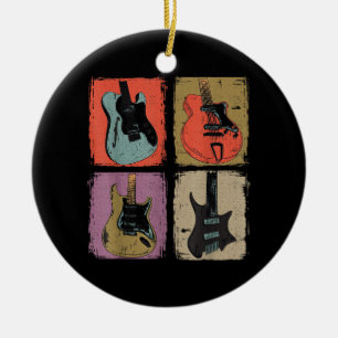 Electric Guitar Collection Band Guitarist Vintage Ceramic Tree Decoration