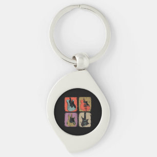 Electric Guitar Collection Band Guitarist Vintage Key Ring