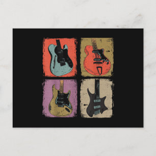 Electric Guitar Collection Band Guitarist Vintage Postcard