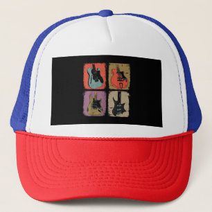 Electric Guitar Collection Band Guitarist Vintage Trucker Hat