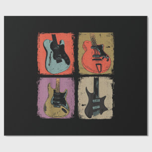 Electric Guitar Collection Band Guitarist Vintage Wrapping Paper