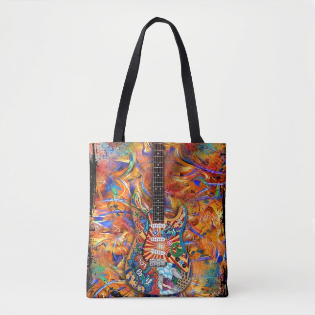 Electric Guitar, Colourful Guitar, Rock Music Tote Bag (Front)