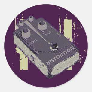 Electric Guitar Distortion Pedal Classic Round Sticker