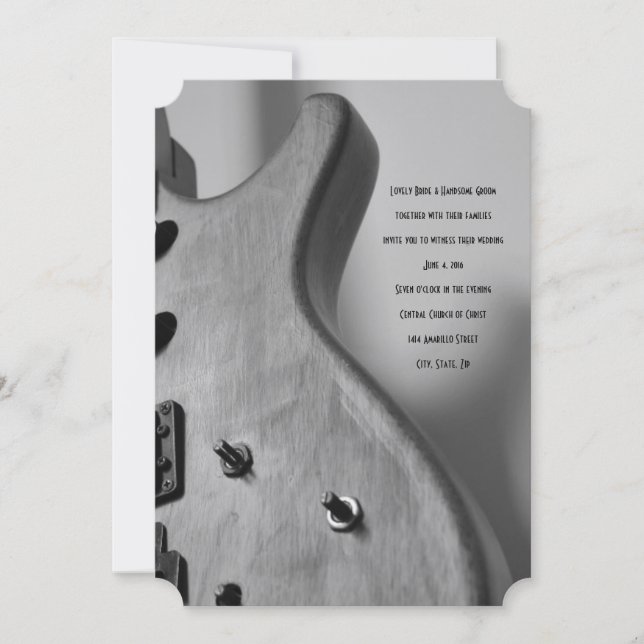 Electric Guitar Elegant Wedding Invitation (Front)