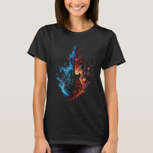 Electric Guitar Flames Guitarist Musician Retro Gu T-Shirt